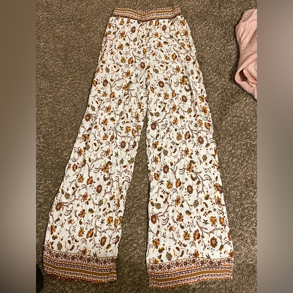 Bell bottom cotton floral pants